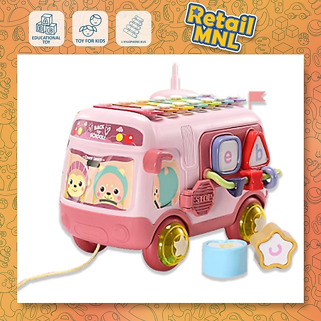 Retailmnl Cute Little Xylophone On A Pink Kiddie Bus Desig Early Formation Kids Toys