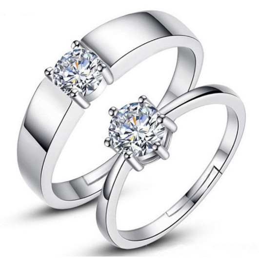 Promise Ring for Couple Original Adjustable Accessories Cubic Zirconia Design with Box