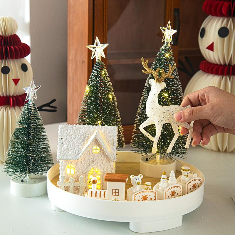 Christmas Snowflake House Light Set Christmas Train with Tray Christmas Home Decor