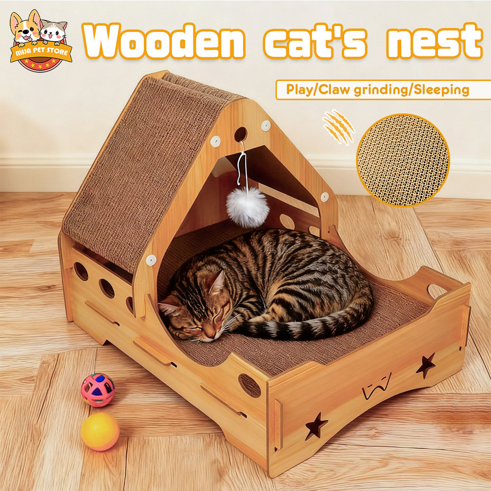 Large Cat Scratch Board House Wear-resistant Wooden Multifunctional Cat Bed Cat Sleeping Cat toy