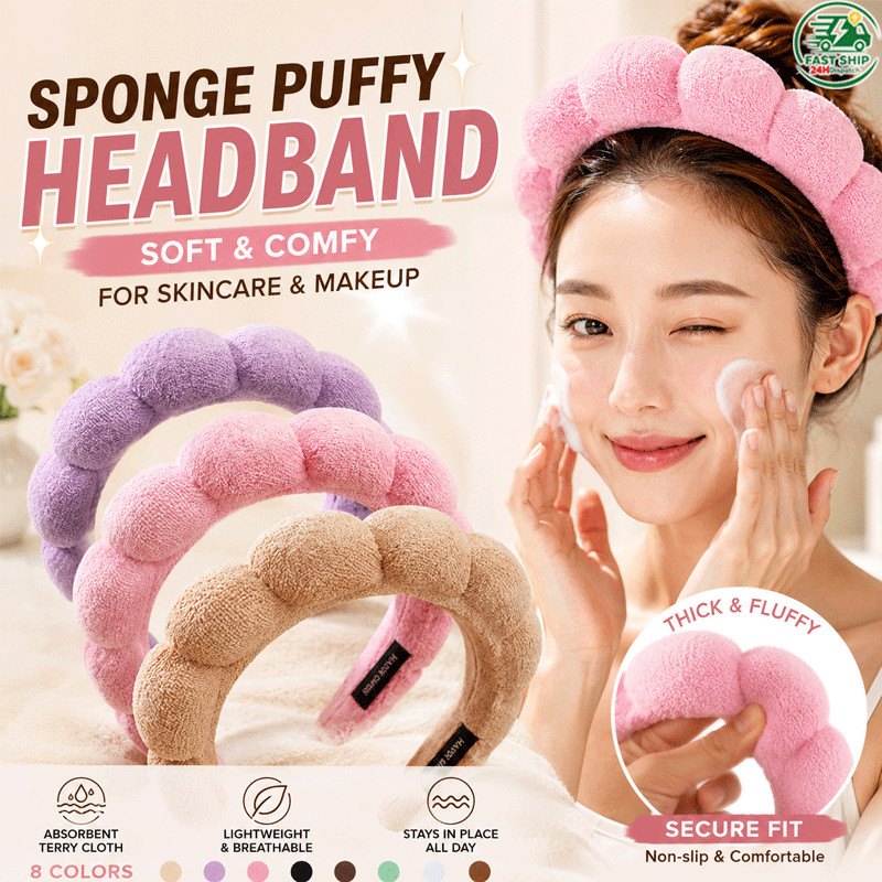 Sponge Puffy Headband Spa Skincare Headband Korean Cloud Headband Thick Terry Cloth Hair Hoop
