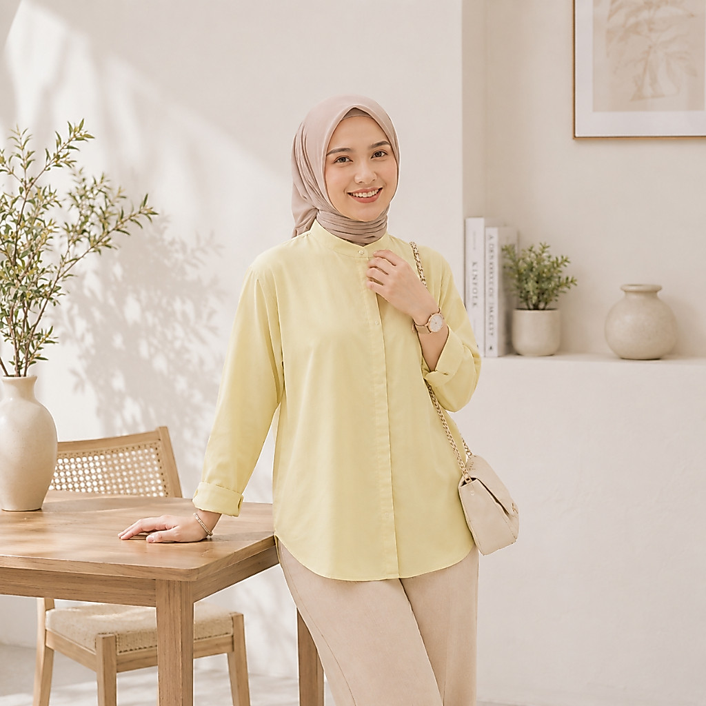 Kemeja Wanita Rayon Twill Lengan 3/4 Elegan | Blouse Wanita Kerja Semi Formal Adem & Nyaman