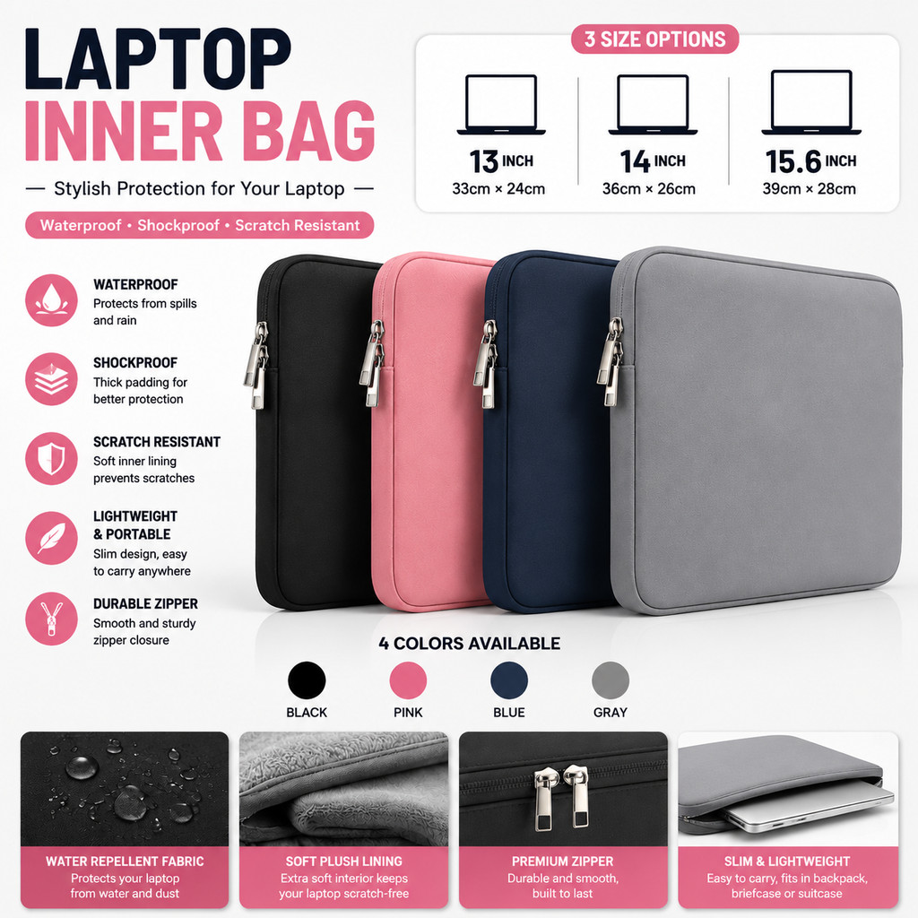 Men's and women's high-end laptop case protective cover 13/14/15 inch zipper soft cover，laptop bag