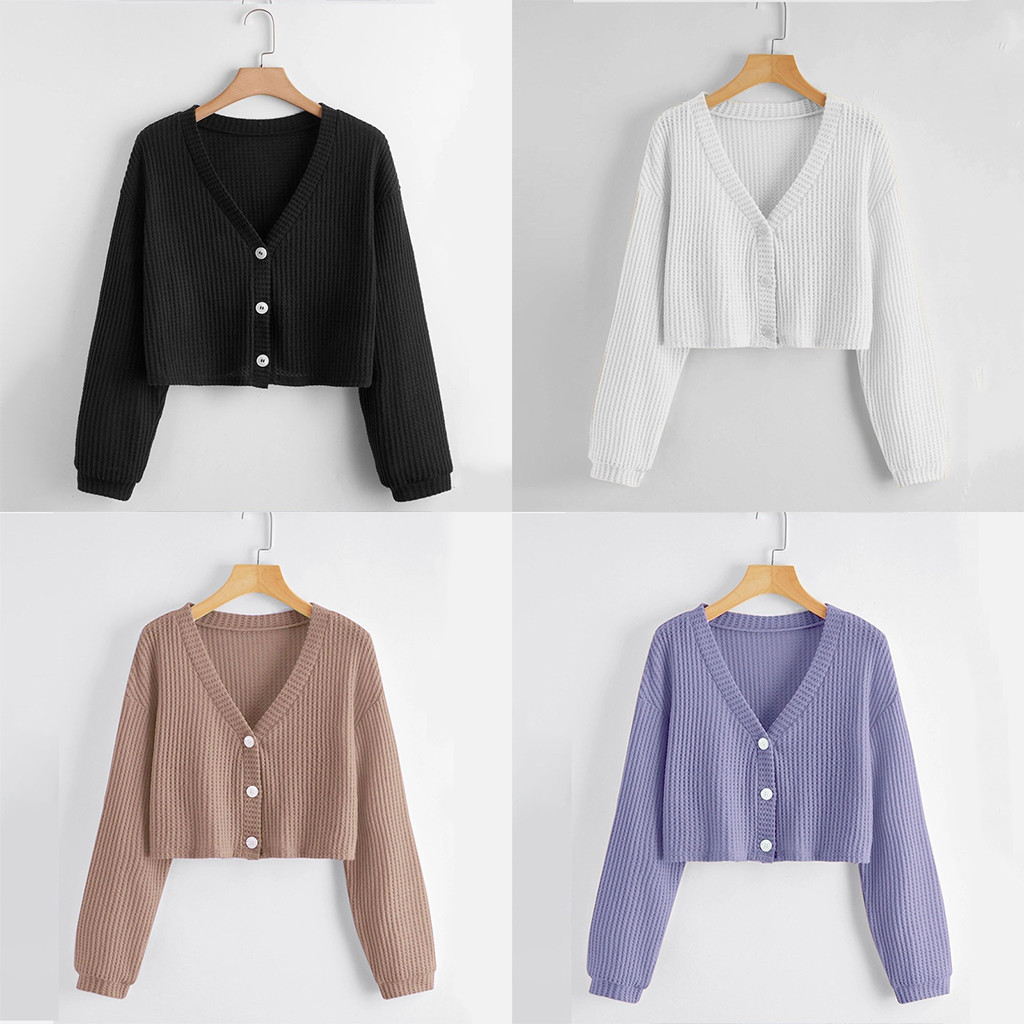 Buy 1 Take 2 MYMP Women's Waffle Knit Removable Button Tops Cardigan Blazer for Women