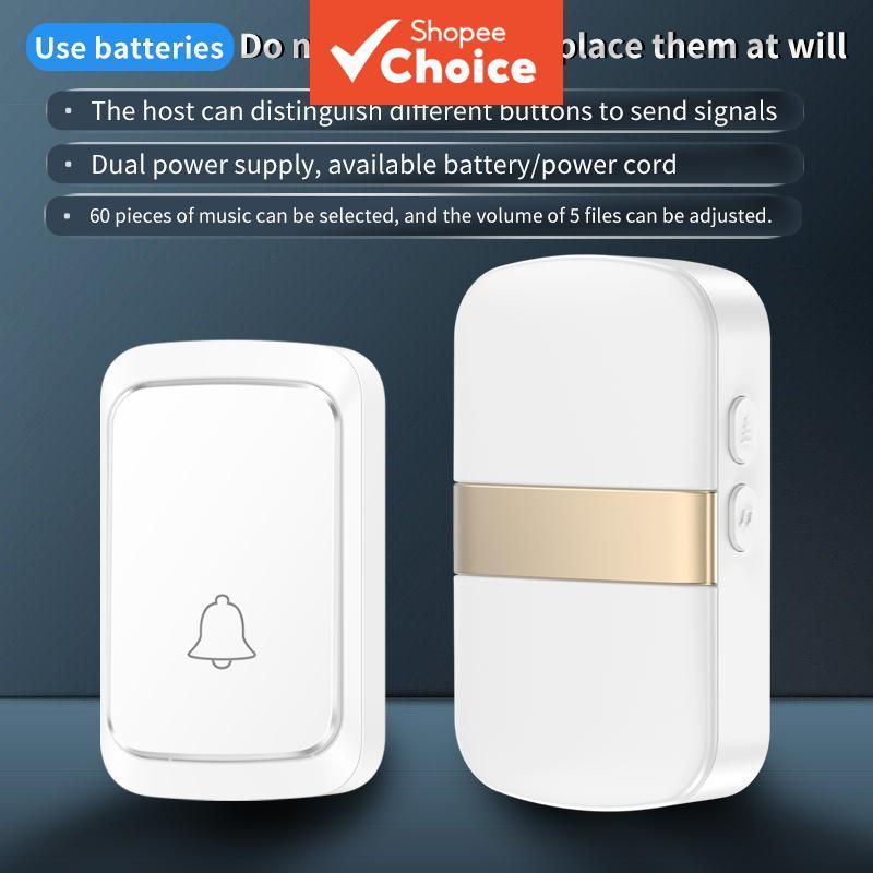 Wireless smart home door bell, stylish waterproof doorbell,300 meter remote control,36 ringtones, suitable (1 button+1 receiver) for apartments, homes, and offices. hotels