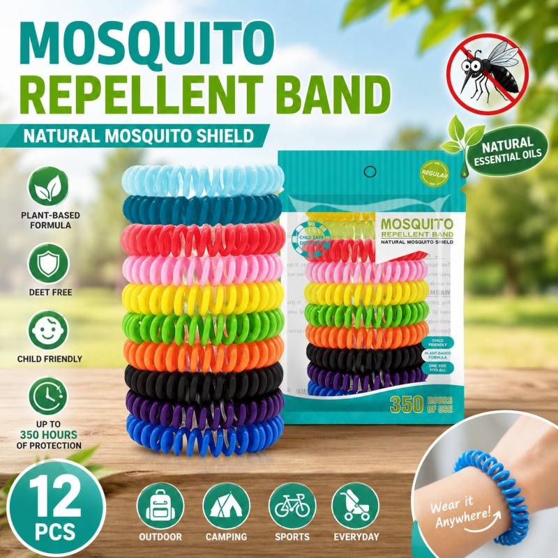 12PCS Mosquito Repellent Bracelet Set Natural Plant Essential Oil Anti Mosquito for Kids & Adults