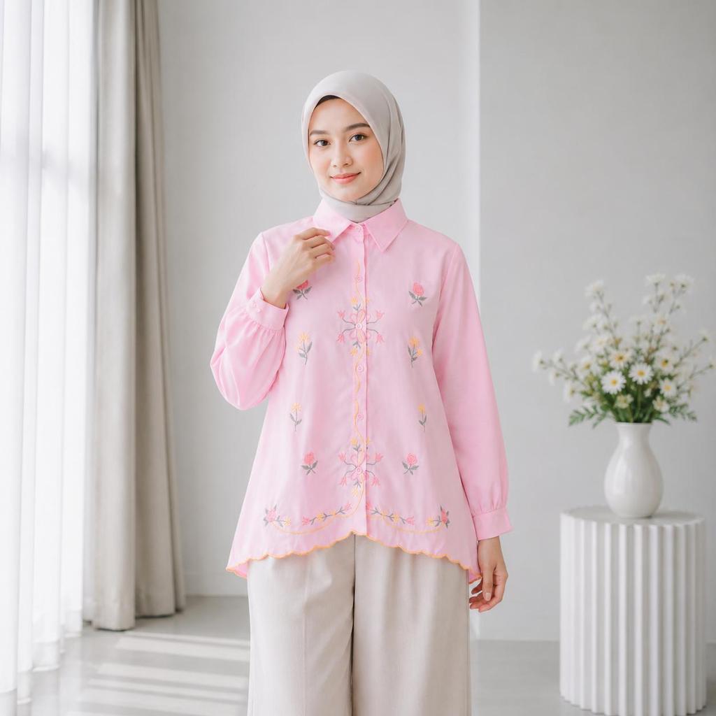 NJW - Kemeja Blouse Odesa Wanita bordir embroidery