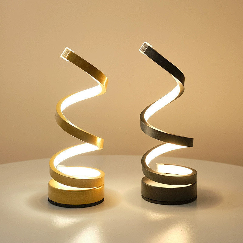Modern Spiral LED Desk Lamp with Touch Control & Adjustable Brightness for Bedroom, Study, or Office