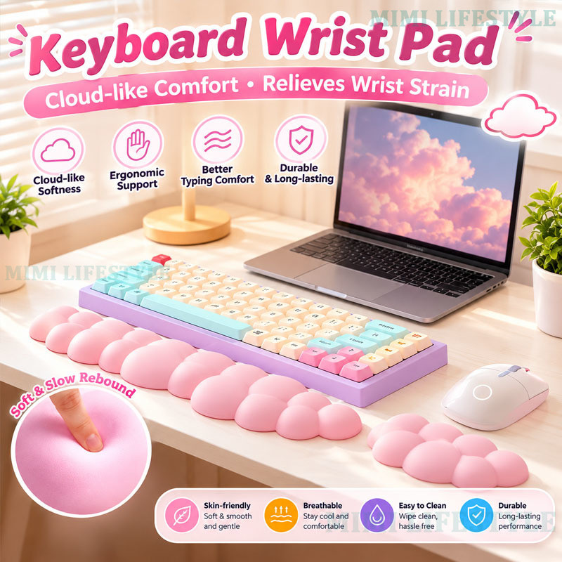 Cloud Keyboard Wrist Pad with Soft Leather Material Memory Foam Wrist Rest Pad Wrist Support