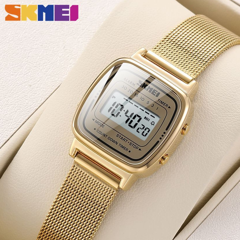 Skmei 1901 Relógios femininos, relógios digitais de aço inoxidável da moda, relógios femininos elega