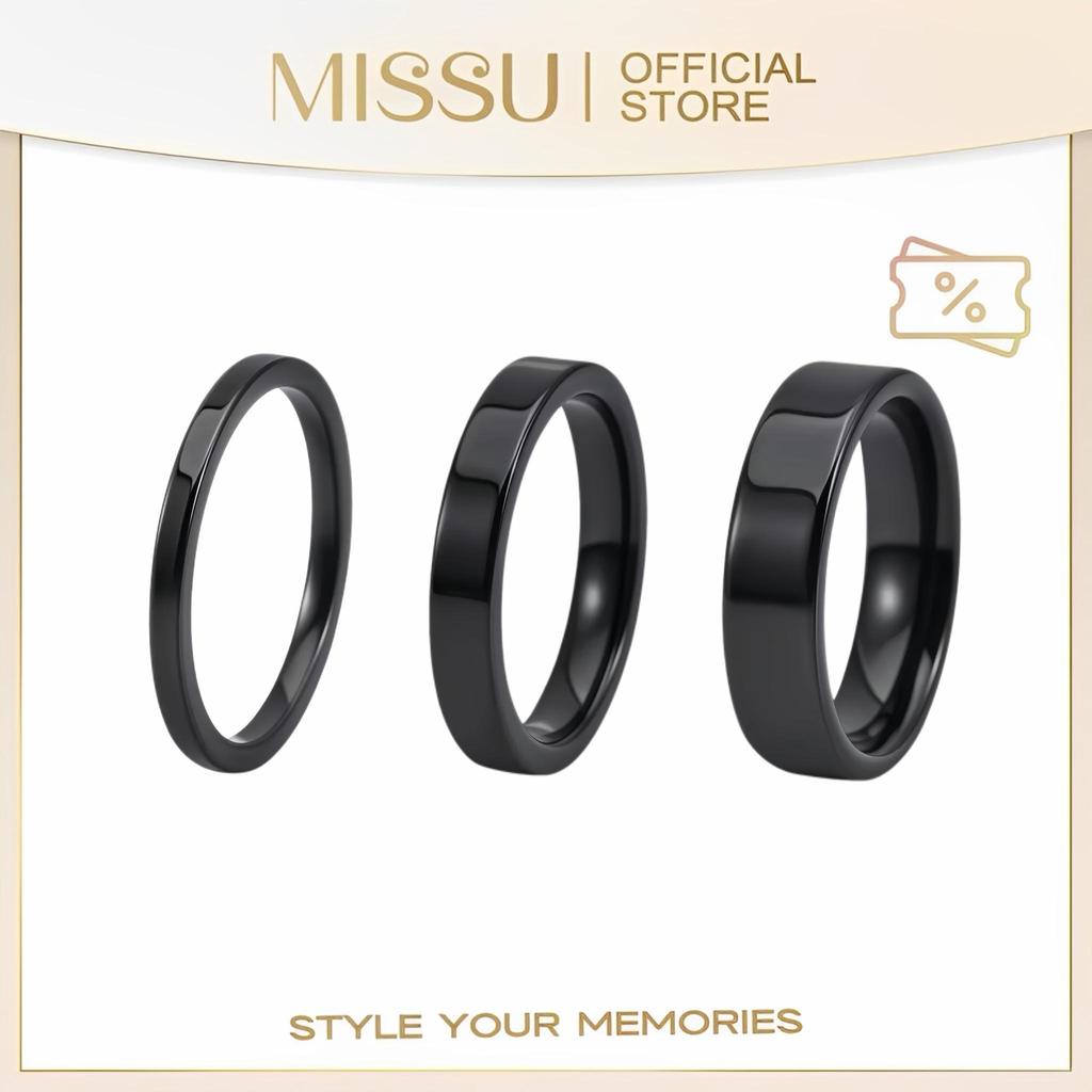 Missu 2mm/4mm/6mm Glossy Ring Stainless Steel Ring Hip Hop Fashion Jewelry Accessories for Men/Women