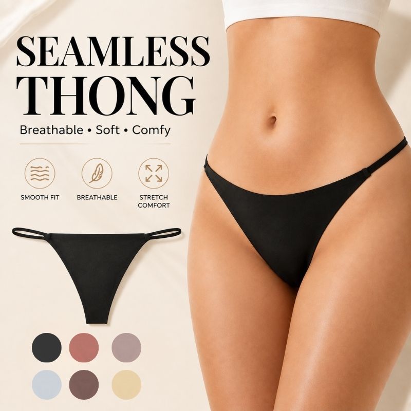 Seamless Thong for Women Thin Strap Invisible Underwear Soft Breathable G-String Daily Panties