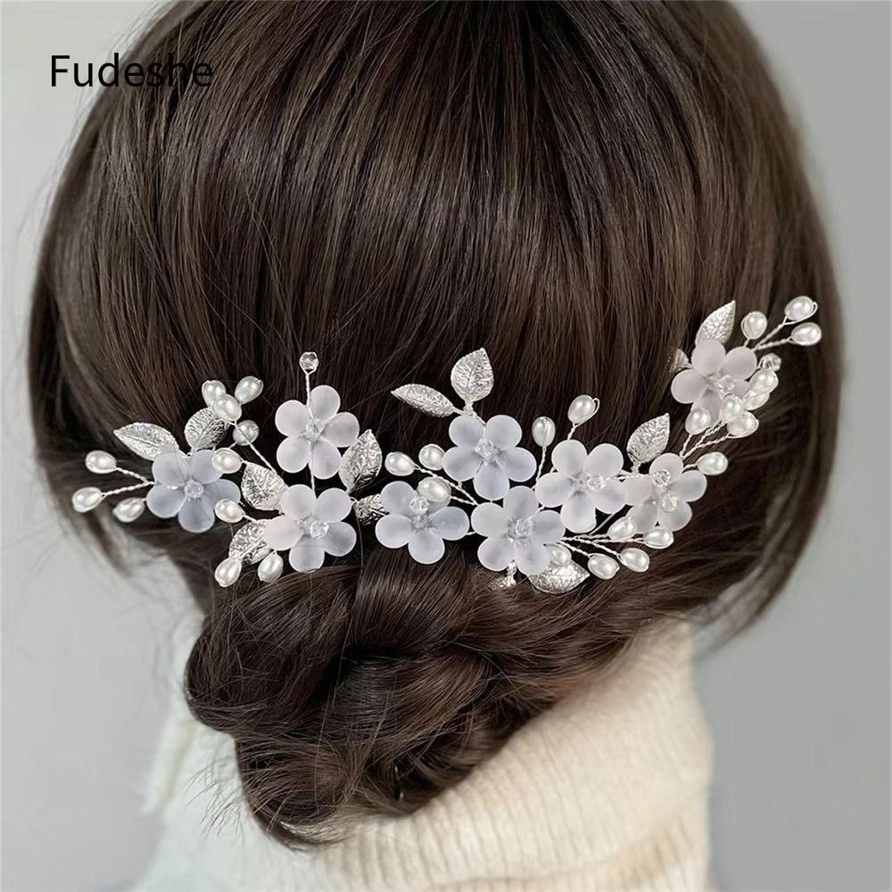 FUDESHE 5 cái / bộ Phụ kiện tóc cô dâu, Bộ kẹp tóc cô dâu phong cách Trung Quốc mờ, Lược chải tóc cô