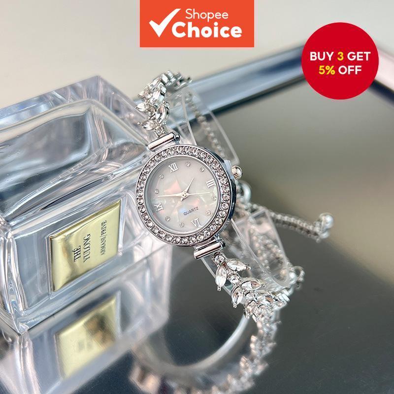Luxury Elegant Women Roma Dial Rhinestone Bracelet Wristwatch For Daily Wear