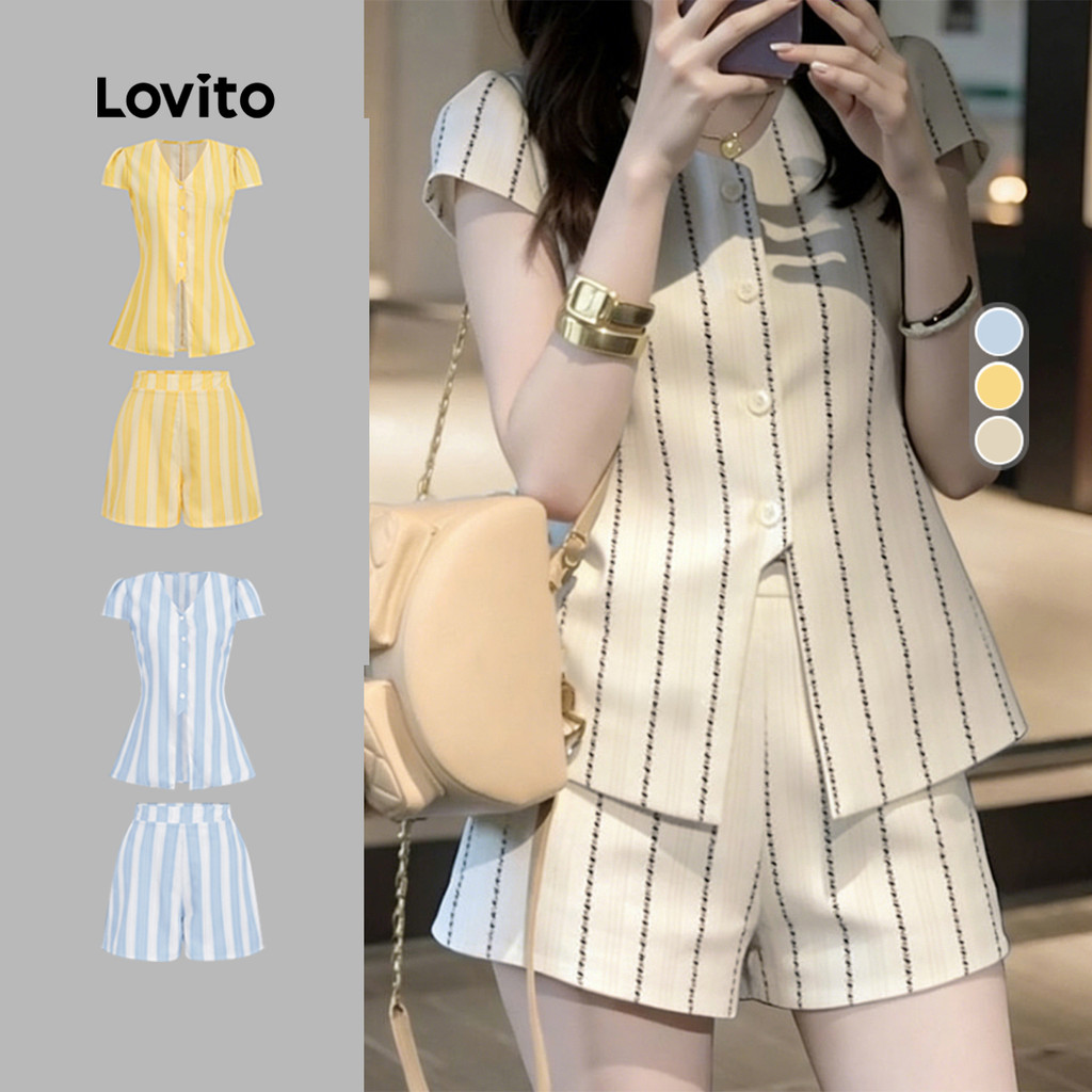 Lovito x Jess Women Casual Tops or Bottoms Korean Button Simple Comfy yet Stylish Spring/summer Ligh