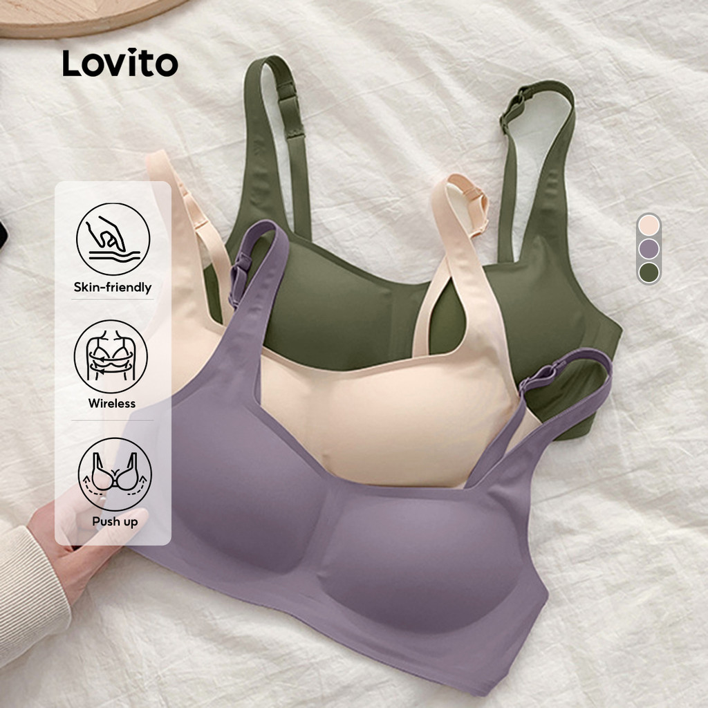 Lovito Sexy Seamless Breathable Bralette Buckle Bra for Women LNL43214