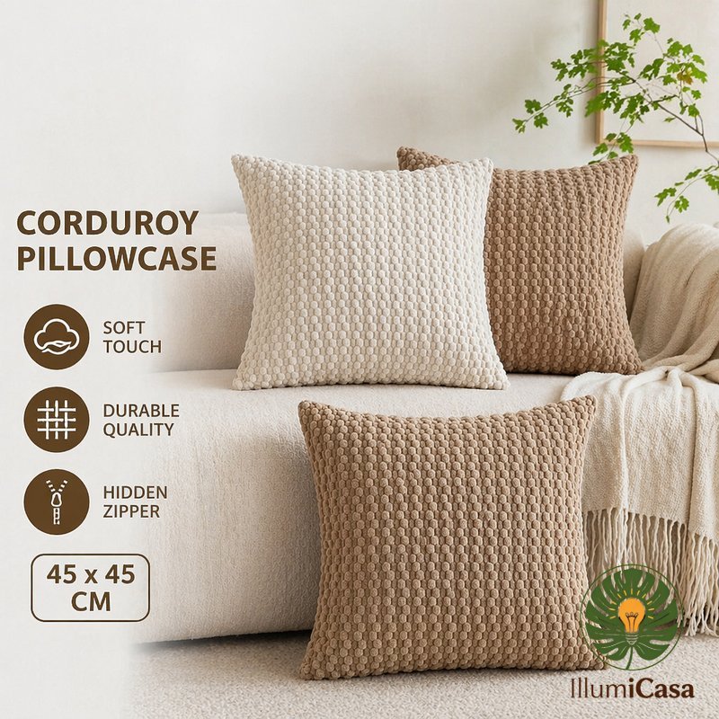 Corduroy Throw Pillow Cover Nordic Solid Color Double Sided Soft Stripe Sofa Cushion Case