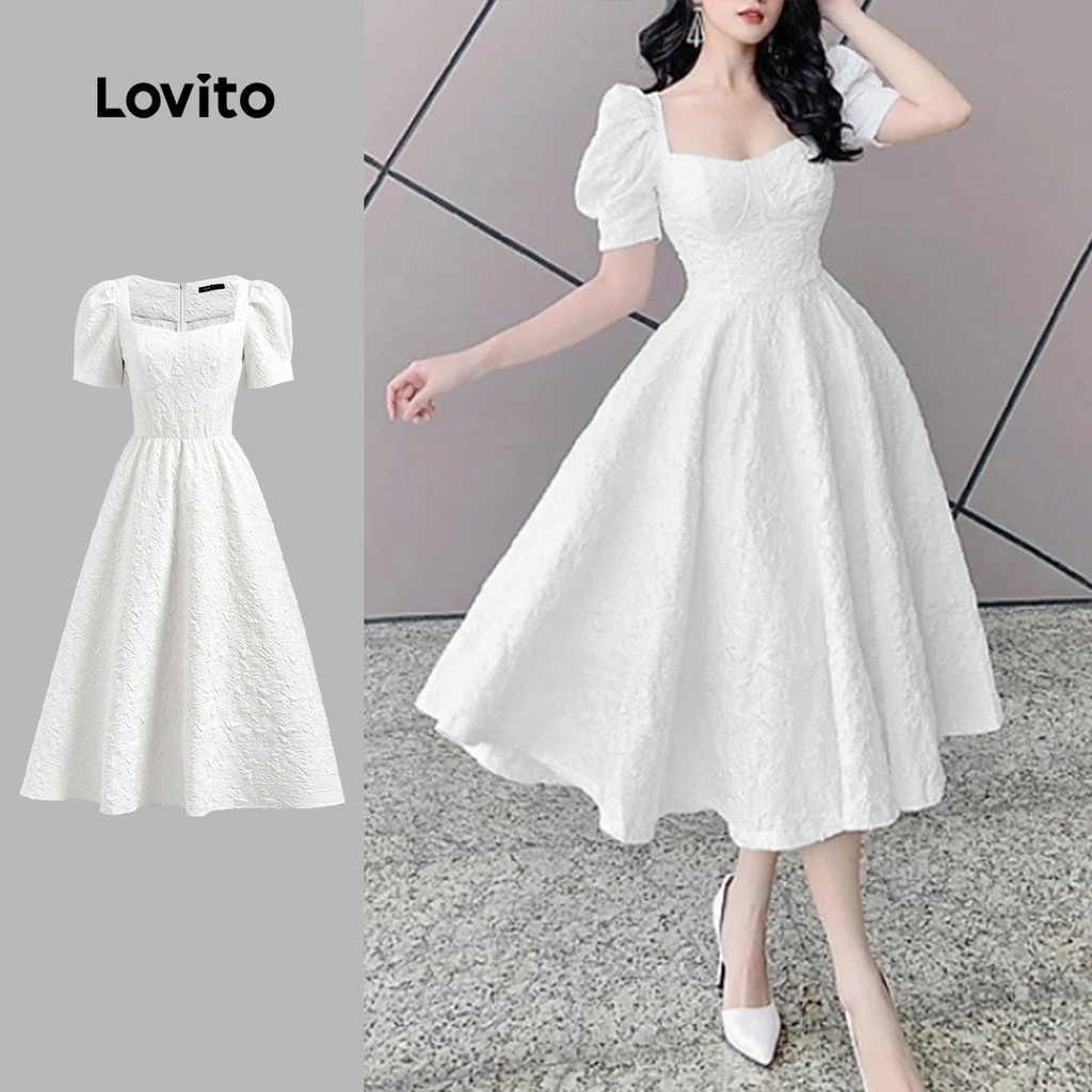 Lovito Women Formal Elegant Dress Korean Jacquard Summer/Spring Dress L124AD1054