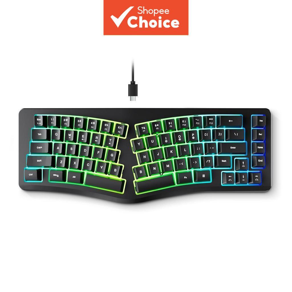 RGB Backlit Ergonomic Keyboard Wired, Gaming Keyboard with Mechanical Feel, Keyboard Gaming Anti-Gho