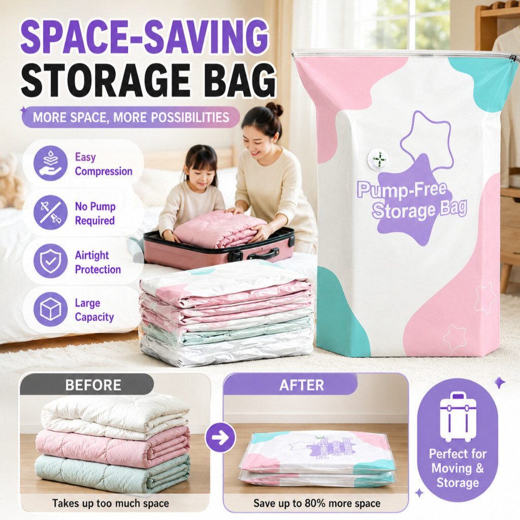 ⭐Local Seller⭐ 【Vacuum/Compression Bag】 No-Pump Space-Saving Storage Bag | Waterproof & Dustproof |