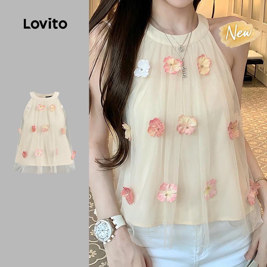 (New Arrival) Lovito Women Boho Top Double Layer Exquisite Spring/summer Top TKK8P1D400