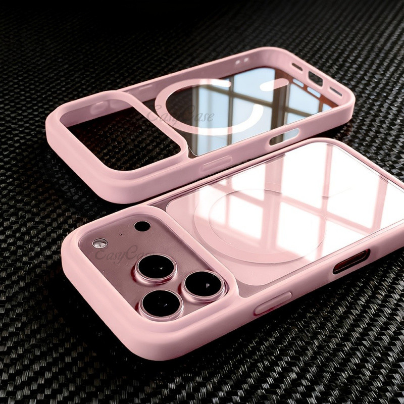 Wireless Luxury Transparent Magnetic Phone Case Suitable For iPhone 18 17 Pro Max 16,15, 14, 13, 12,