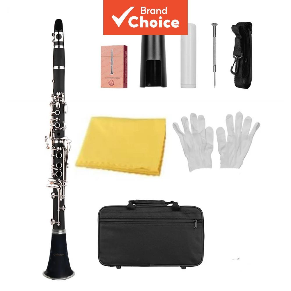 Miwayer 17 Keys Bb Clarinet Professional Bakelite Woodwind Instrument Complete Starter Kit With Carr