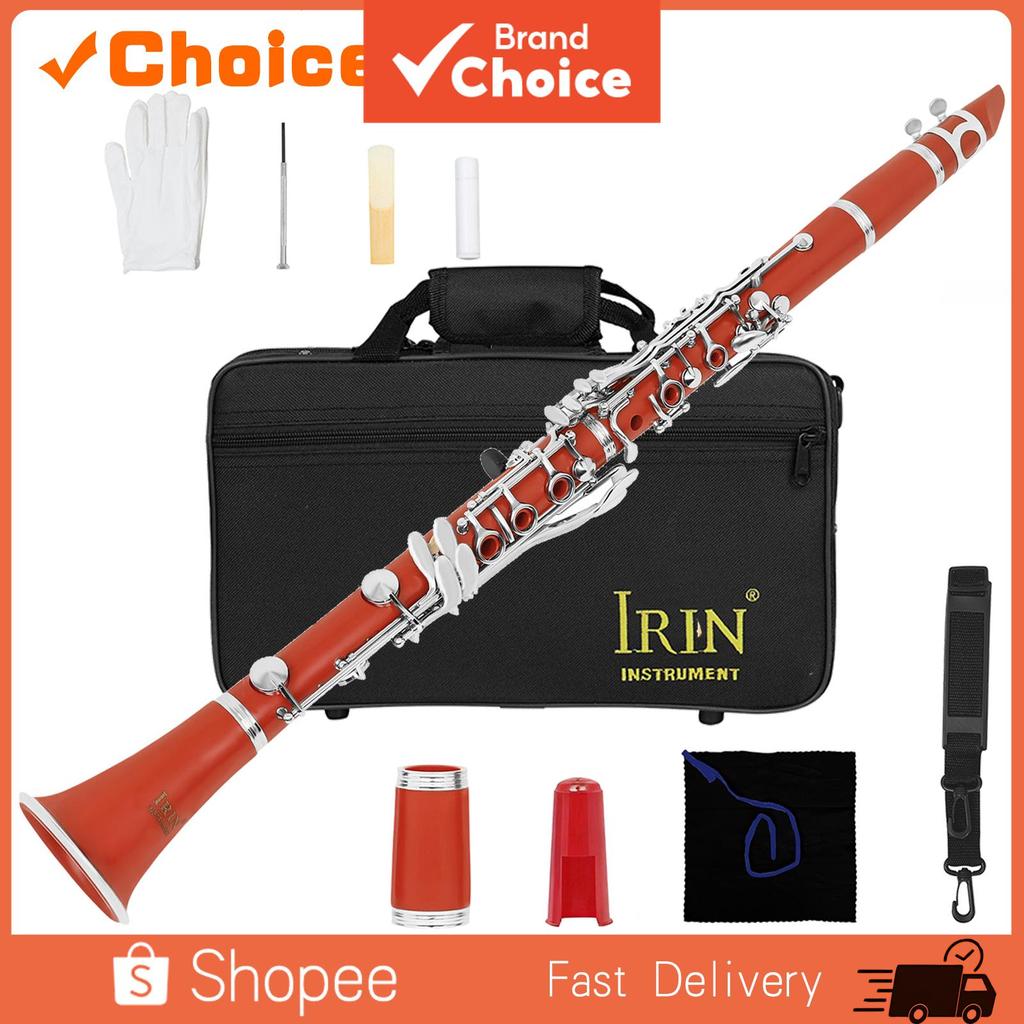 IRIN Clarinet Bb 17 Keys 6 Rings Key With Dual Barrel Italian Pads Imported Springs For Students Per