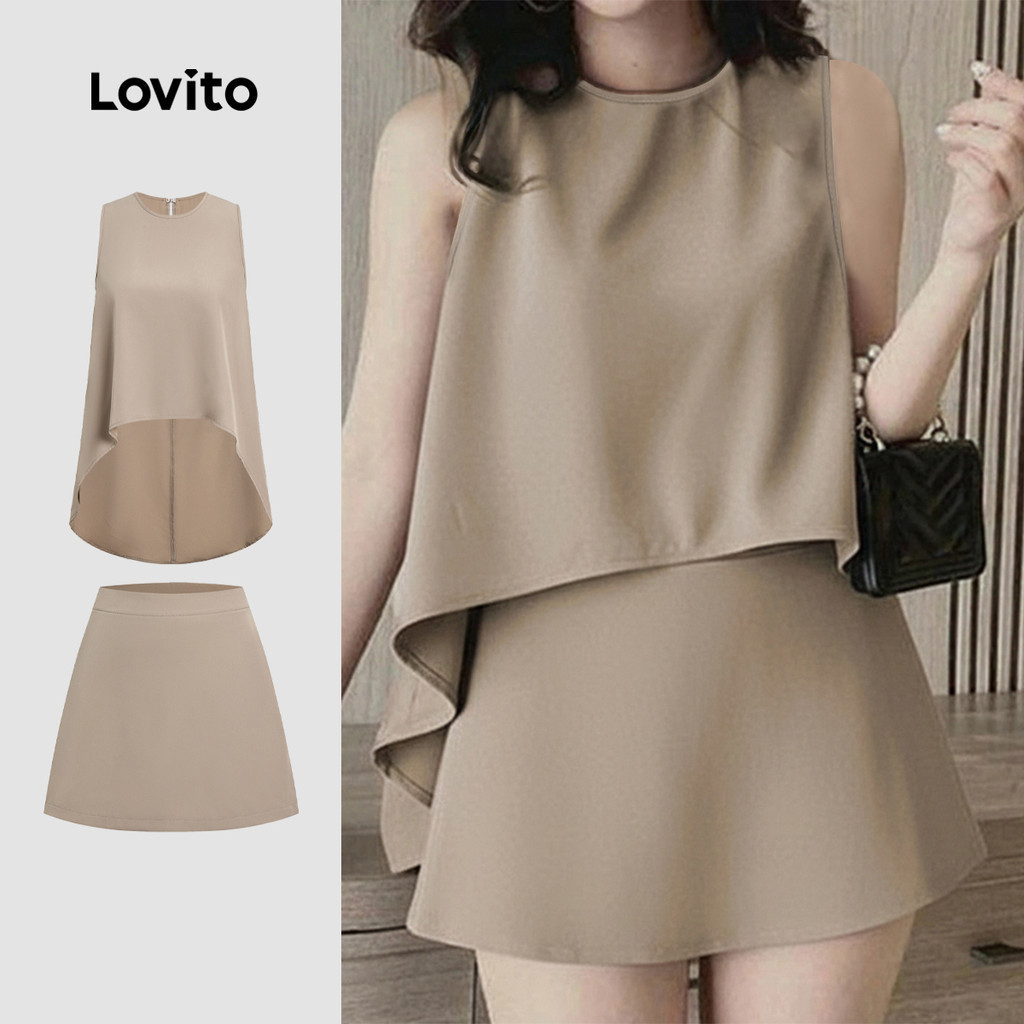 Lovito Women Casual Skirt Sets Korean Commute Leisure Daily School Holiday Dating Travel Zipper Spri