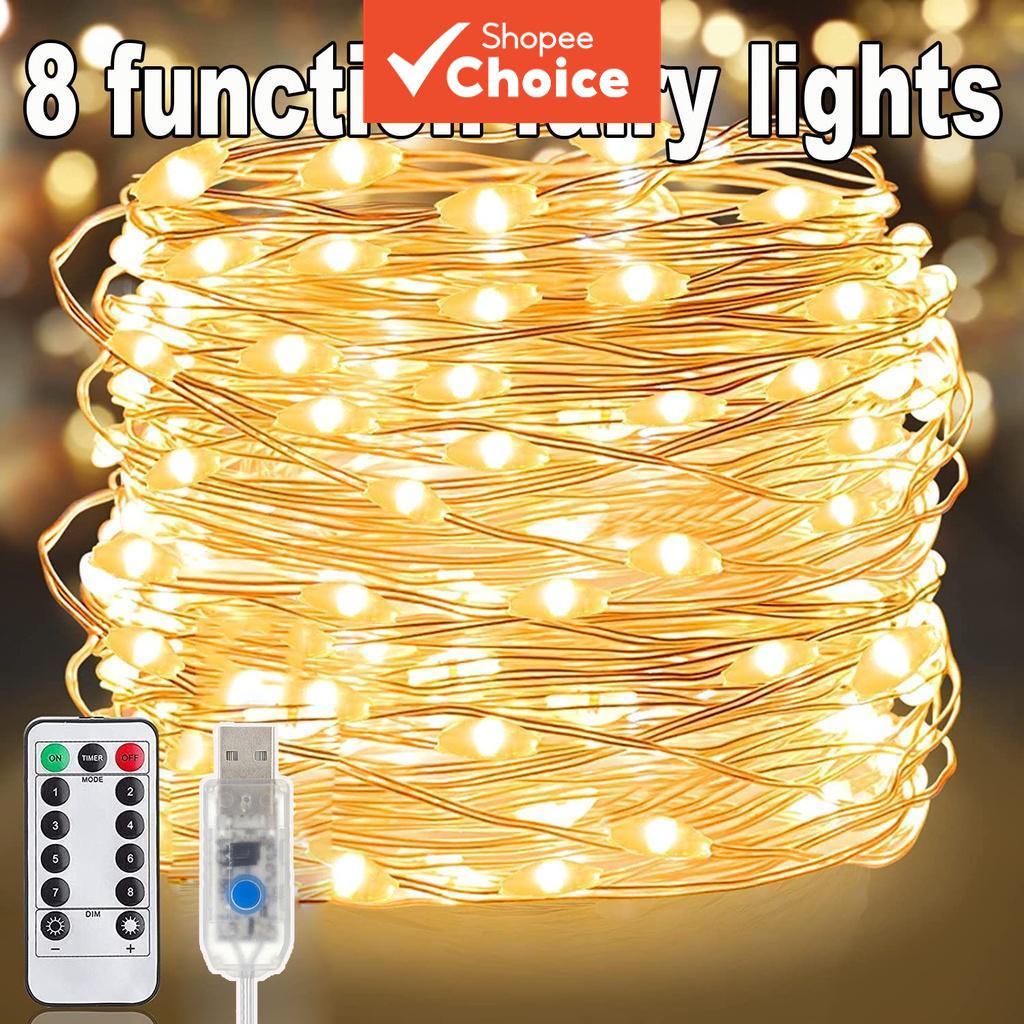 20m 200 LED Fairy Lights USB Powered with 13-Key Remote, 8 Modes Waterproof Copper Wire Twinkle Garl