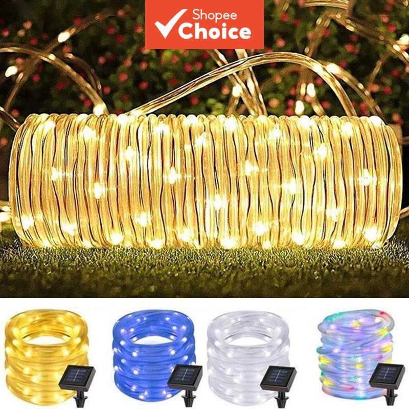 Solar LED Light Strings - 50/100/200 LED Beads, 8 Modes, Flexible Waterproof Fairy Lights For Garden