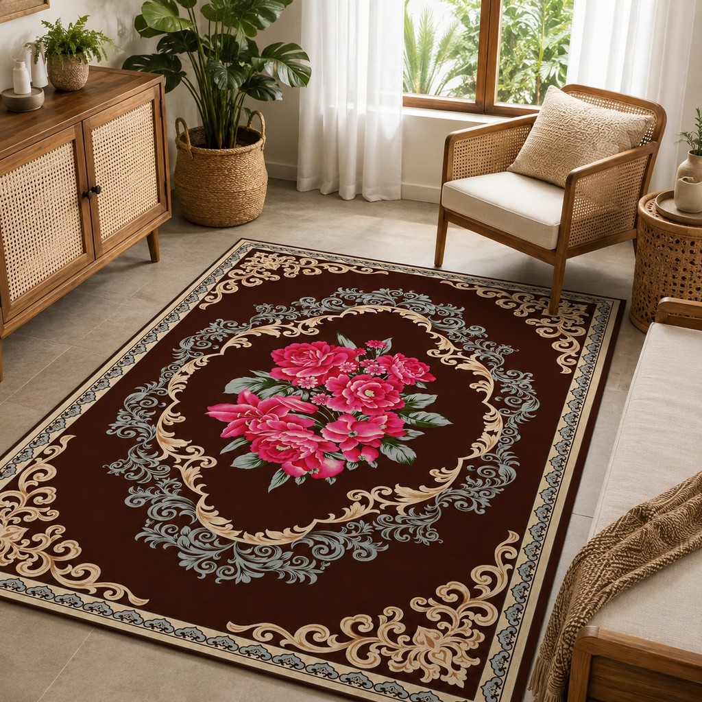 Indahkarpet Karpet Motif 0180 Premium Lembut Anti Slip Tebal Pilihan Ukuran untuk Ruang Tamu Kamar 4