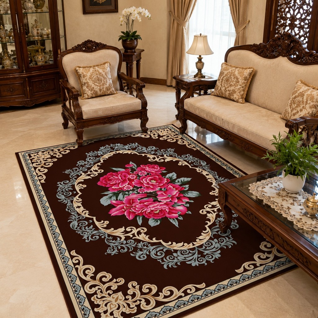 Indahkarpet Karpet Motif 0180 Premium Lembut Anti Slip Tebal Pilihan Ukuran untuk Ruang Tamu Kamar 6