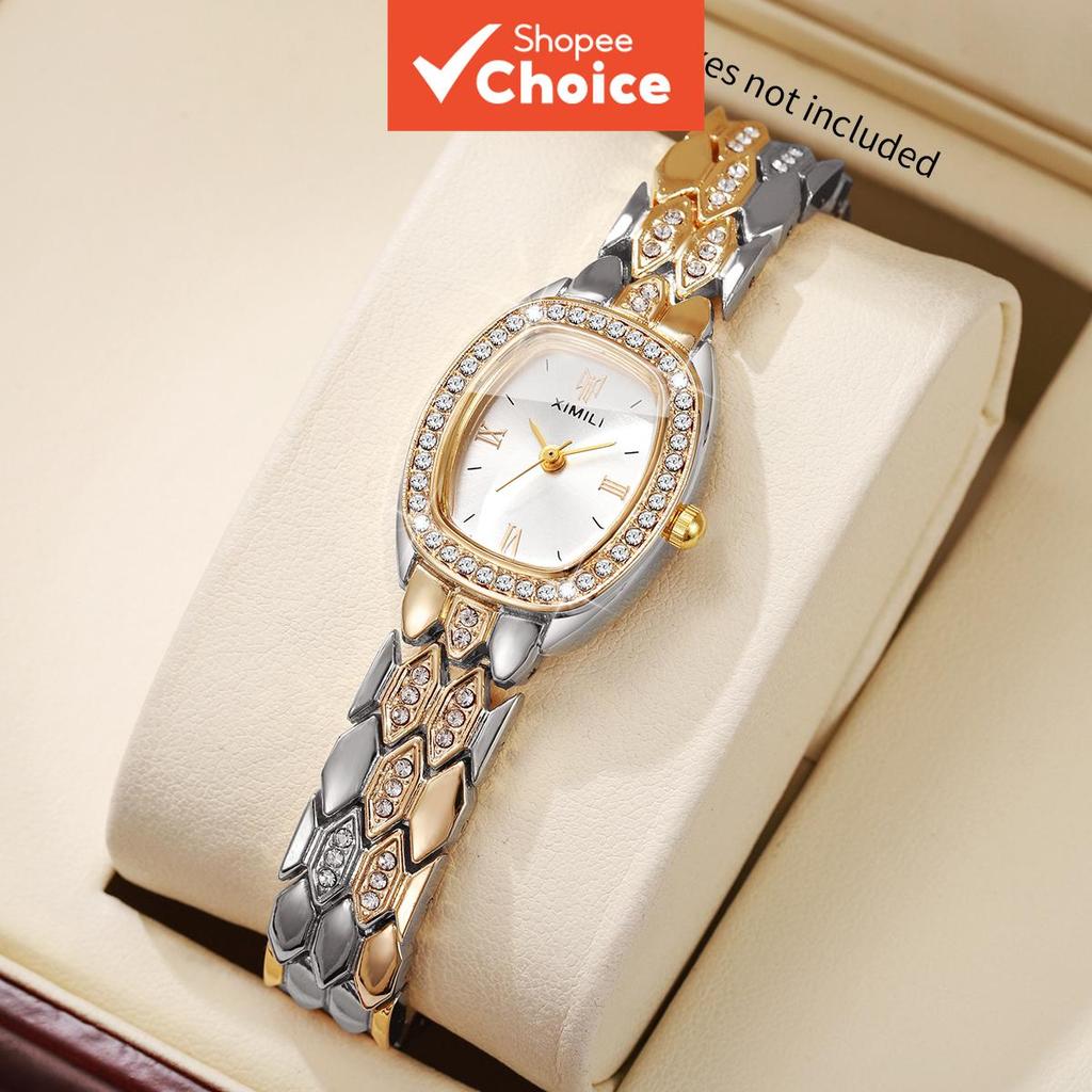Elegant Roma Dial Women Fashion Rhinestone Bracelet Strap Ladies Quartz Wristwatch Girls Gift (witho