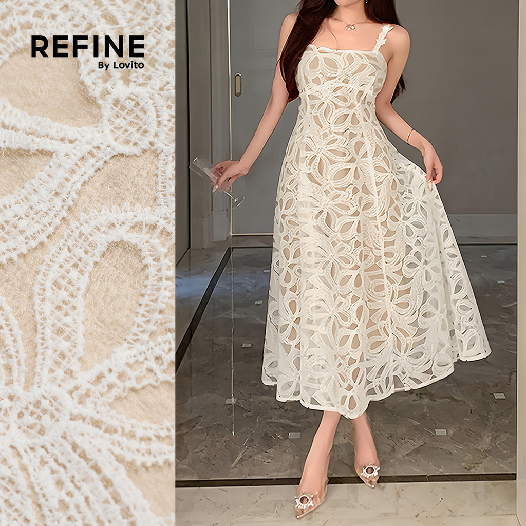 (Refine by Lovito) Women Elegant Dress Party/Formal Korean Texture Spring/summer Apricot Dress LR32A