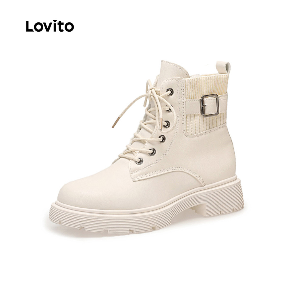 Lovito Women Casual Texture Korean Fashion Boots LFA100021