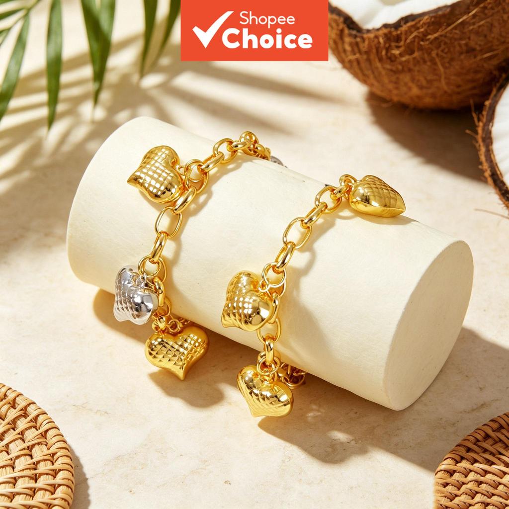 Grid Heart Italian Charm Bracelet Women Arm Accessories Adjustable Beach Jewelry Gelang Tangan Perem