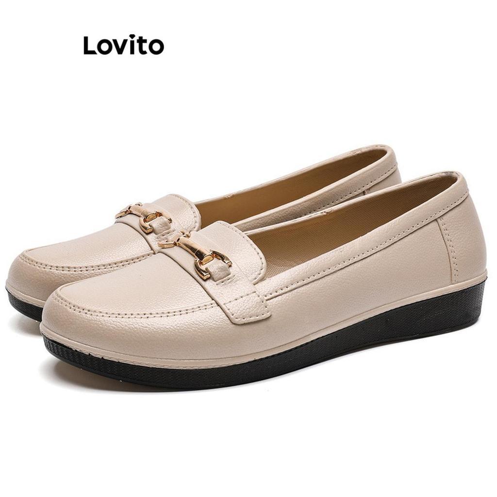Lovito Women Elegant Vintage Boat Shoes Korean Water Proof Black Professional Formal Attire Summer L