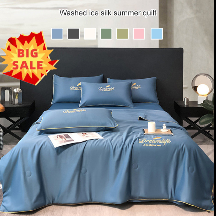 [Cooling Comfort Design] Lightweight Naked Sleep Thin Comforter Double Bed Sheet with AirConditioned