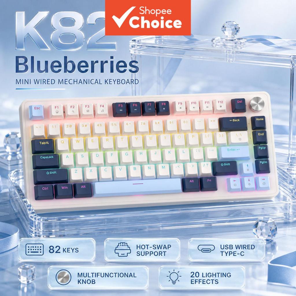 APAYADO K82 keyboard gaming keyboard keypad 323×125×33mm 750g Blue Red Switch Volume Knob Mechanical