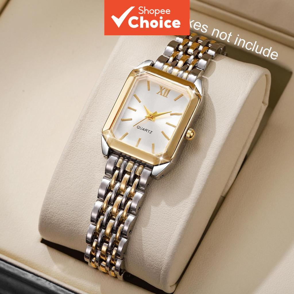 Fashion Mix Gold Women Quartz Watch Ladies Rectangle Roma Dial Wristwatch (Without Box)