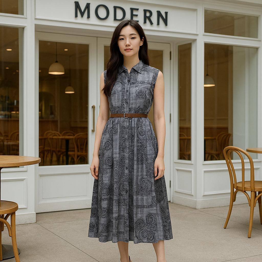 NJW - Dress wanita HARNI Midi Dress Gaun Wanita - gaun wanita