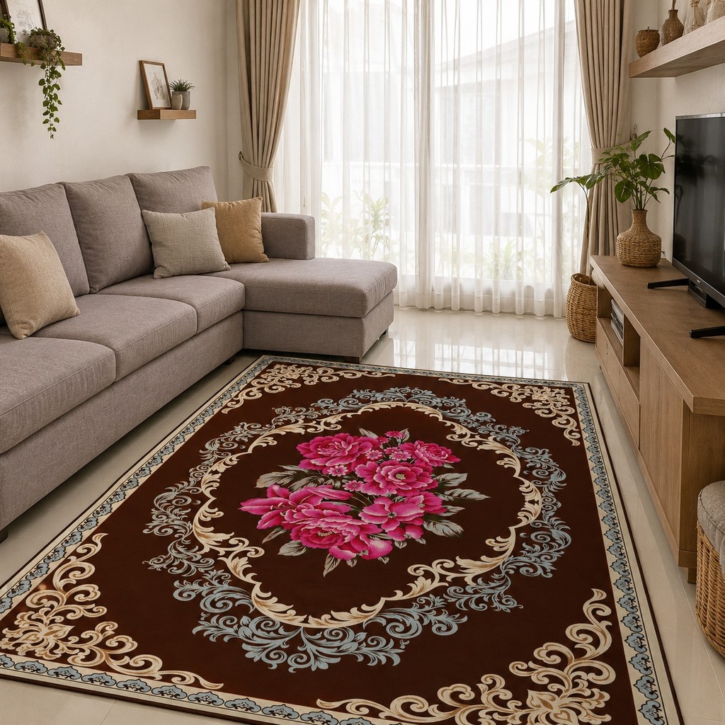 Indahkarpet Karpet Motif 0180 Premium Lembut Anti Slip Tebal Pilihan Ukuran untuk Ruang Tamu Kamar 7