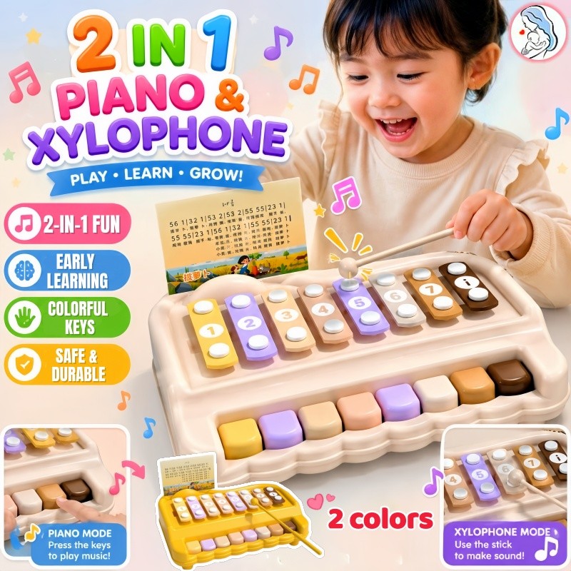【COD】Baby Musical Toy Kids 2in1 8 Notes Multifunctional Piano Xylophone Toy Learning Toy Gifts