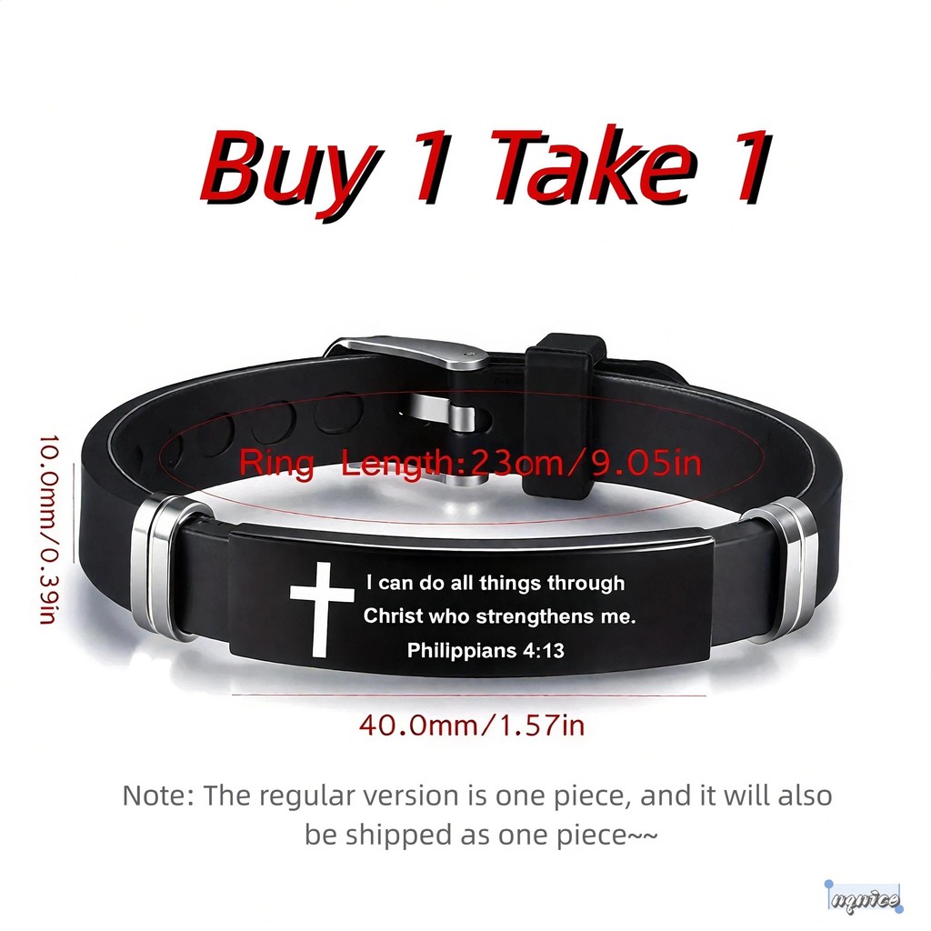 Bible Quote Bracelet - Personalized Adjustable Silicone Steel for Men & Couples