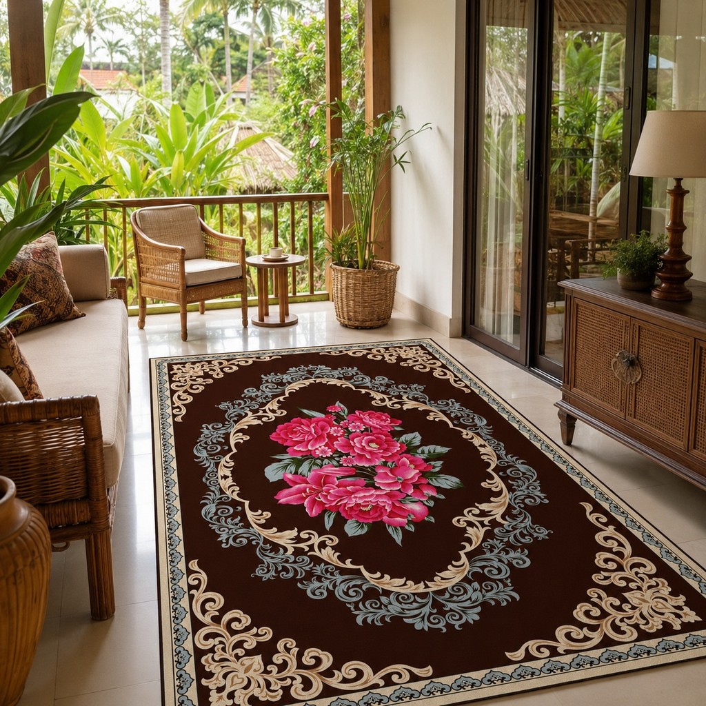 Indahkarpet Karpet Motif 0180 Premium Lembut Anti Slip Tebal Pilihan Ukuran untuk Ruang Tamu Kamar 3