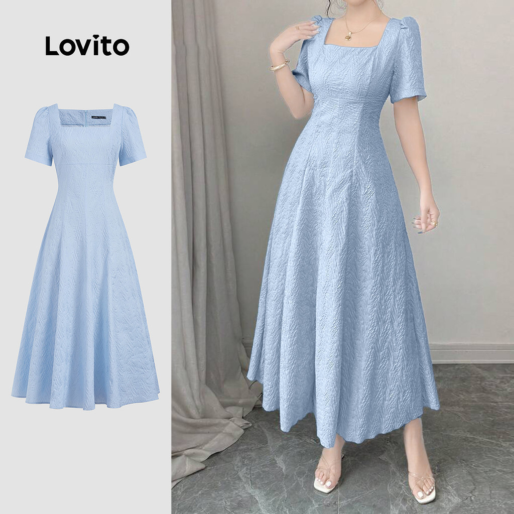 Lovito Women Elegant Plain Zipper Korean Dress L132ED279