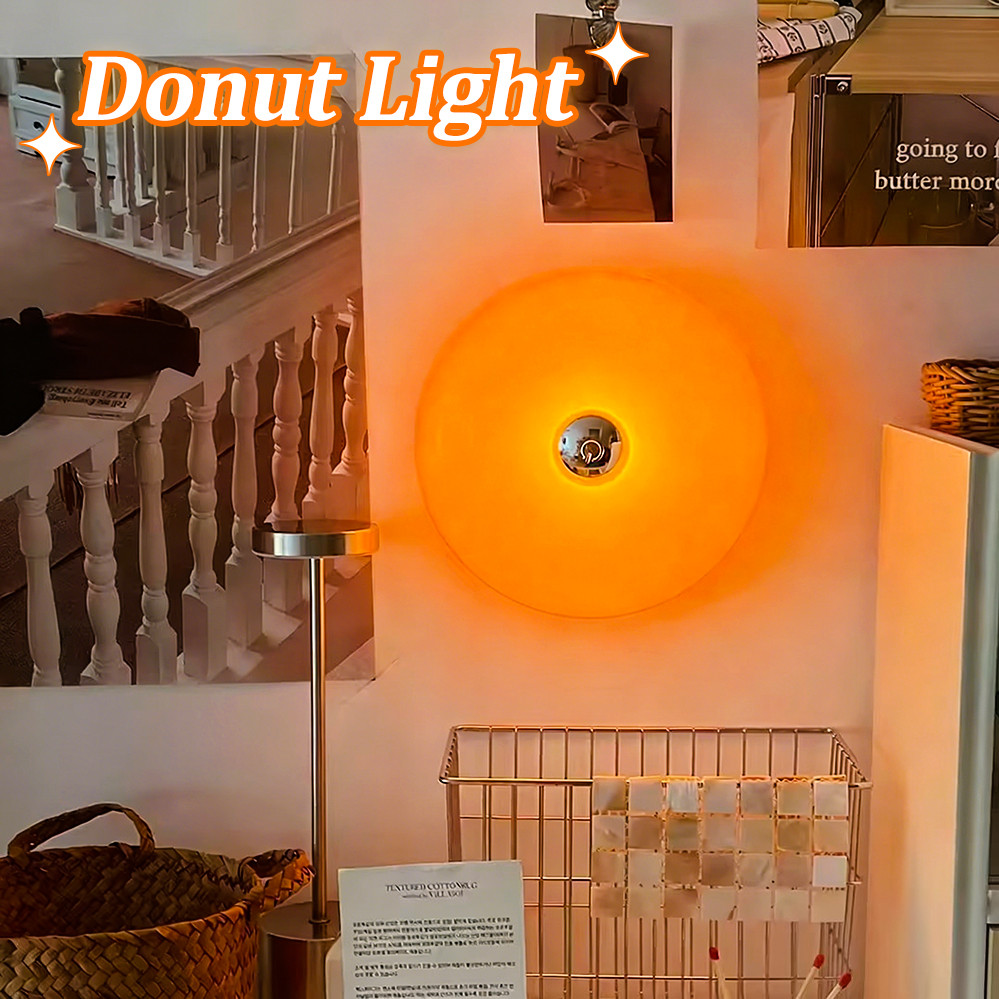 COD Retro Modern Donut Table Lamp, 3 Color Dimmable Touch Bedside Desk Ambient Lamp for Home