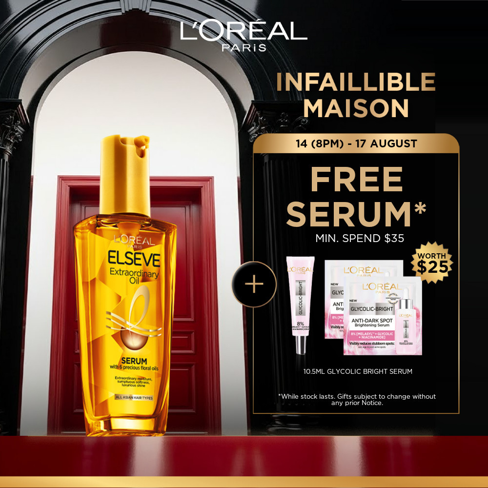 L’Oréal Paris ELSEVE Extraordinary Oil Gold 4x Shine Hair Serum Hair Treatment for All Hair Types 30ml / 100ml