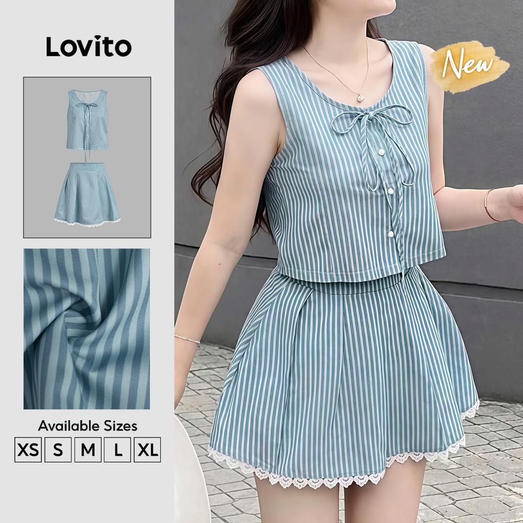 (New Arrival) Lovito Women Casual Tops or Bottoms Tie Front Button Front Exaggerated Ruffle Spring/s